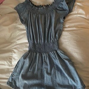 Free Prople denim romper off the shoulder